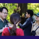 International students at the botanical garden