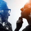A man and a woman thinking about AI