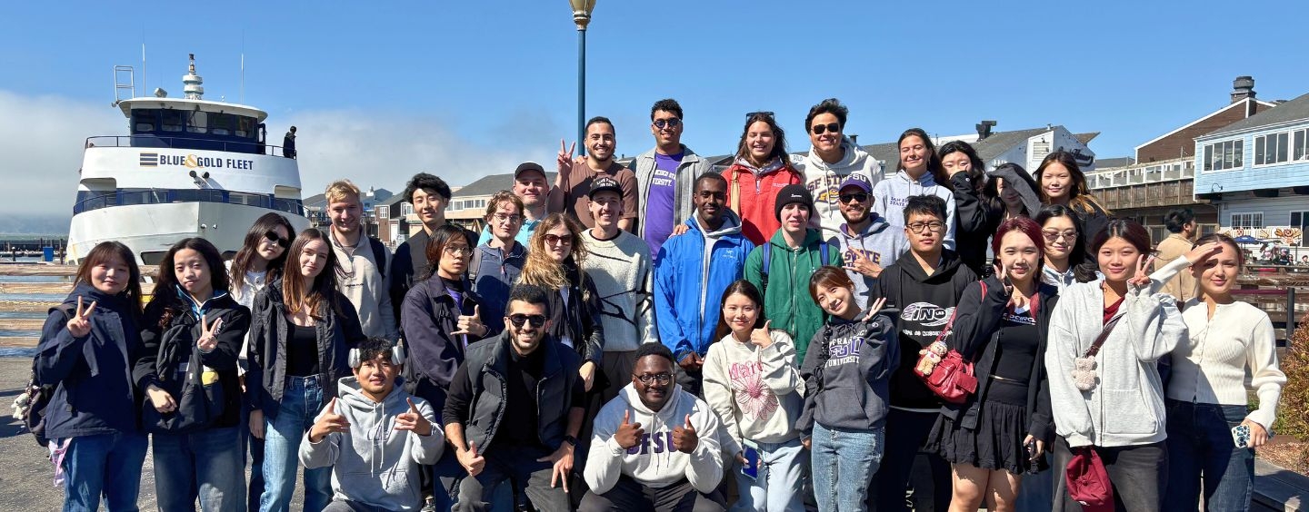 International students about to cruise the San Franciso Bay